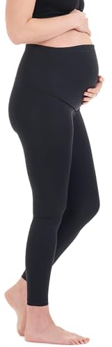 Herzmutter Moderskapssport Leggings - Yogabyxor för gravida kvinnor - Moderskap Leggings för sport - Leggings för gravida - Graviditet - 8300 (L, Svart)