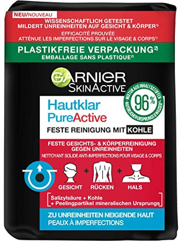 Garnier SkinActive Skin Clear with Charcoal, Salicylic Acid for Blemished Skin, Firm Cleaning, Plastic-
