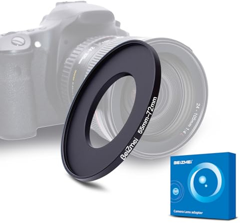 55mm à 72mm Anneaux Adaptateur Filtre Lentille Compatible avec tous les Objectifs 55mm à 72mm UV, ND, CPL filtre, 55mm lentille à 72mm Anneau Filtre