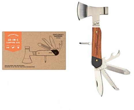 Gentlemen's Hardware 10-in-1 Multi-Tool Stainless Steel Axe Pocket Tool, Beechwood Handle