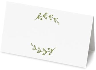 50 Green Leaf Name Place Cards - 8cm by 4cm Place Name Cards for Table Setting, Christmas, Parties, & Wedding Decoration (Pack of 50)
