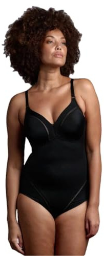 Lepel Body Contenitivo Liscio Senza Ferretto in Microfibra Elastico con Coppa C Preformata con Elegante Motivo Decorativo Dafne (6, NERO)