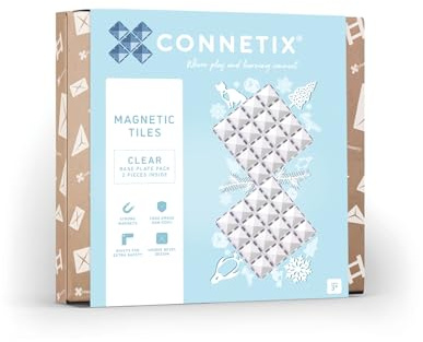 CONNETIX Magnetic Tiles Clear Base Plate Pack, 2 Pieces