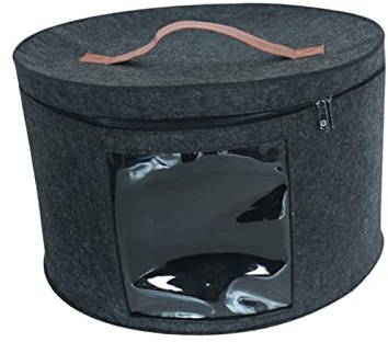 kowaku Boîte de Rangement pour Chapeaux Boîtes à Chapeaux de Voyage Organisateur de Chapeaux à Bord Rond pour Placard de Rangement de Jouets, Noir Grand