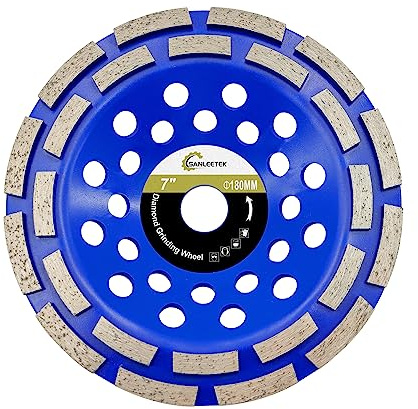 Muela Diamantada para Hormigón 180mm - Doble Fila Muela de Copa para Pulido y Limpieza Granito Mármol Hormigón Albañilería Amoladora Angular SANLEETEK