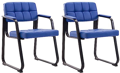 CLP Set di 2 sedie per visitatori Canada B con imbottitura e rivestimento in similpelle I Sedie per sala d'attesa con braccioli e struttura in metallo, Colore:blu