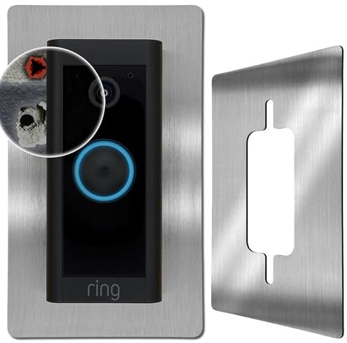 Anneau de porte vidéo filaire - Plaque murale - Support en acier inoxydable - Panneau - Cadre - Design de qualité supérieure avec kit de fixation (surface polie)