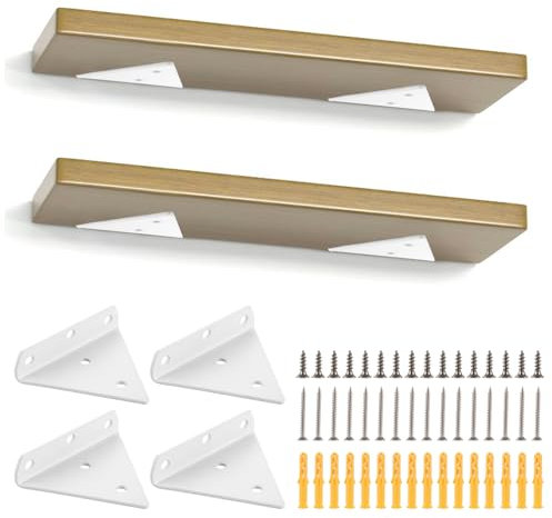 SENENQU 4 Stück 8CM Schwebende Regalhalterungen Unsichtbare Dreieck Wandhalterungen Weiß, Regalhalterung Wandregal Metallwinkel für Offene Regale Heimwerkerbereich