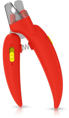 Osinaga Professionelle Hunde- und Katzennagelknipser mit Nagelfeile Edelstahl-Nagelknipser mit LED-Licht Hochwertige Tier-Nagelknipser Nagelknipser mit Schutzvorrichtung (Red)