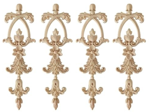 4Pcs Vintage Holz Geschnitzte Onlay Abziehbilder, Schrank Aufkleber Geschnitzt Decal Mit Holzschnitzerei Applikation und Vintage Ecke Ornamente