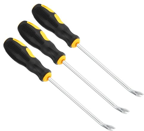 PATIKIL Upholstery Staple Remover, 3Pcs 6 V Curved Construction Staple Puller Staple Nail Tack Tool for Furniture Wooden Floor Photo Frame, Yellow