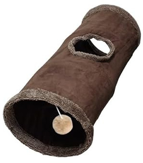VONCYKI Katzentunnel lässt sich zusammenklappen und kann zu allen Jahreszeiten verwendet werden, um Langeweile zu lindern. (braun, D 30 x 130 cm)