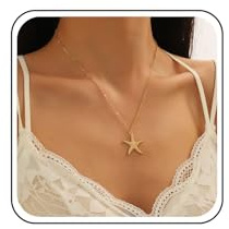 Inilbran Boho Seestern Halskette Choker Vintage Seestern Choker Halskette Ozean Seestern Anhänger Halsketten Sommer Strand Seestern Halskette Kette Schmuck Für Frauen Und Mädchen (Gold)