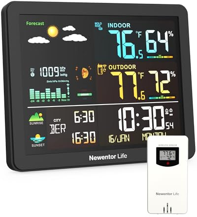 Newentor Life Station météo thermomètre intérieur/extérieur sans fil