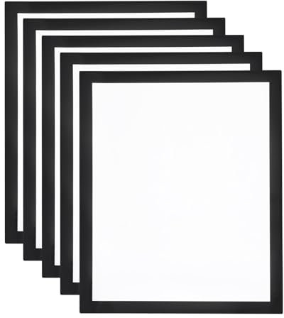 QUARKZMAN 5 Stück A4 Magnetrahmen, Info-Rahmen Selbstklebend Aufklappbarer Magnetrahmen mit Magnetverschluss, Bilderrahmen für Dokumente, Poster, Hinweise,Schwarz (31.5 x 25cm)