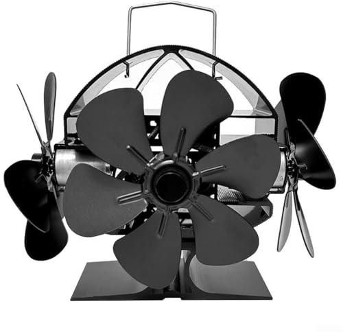 Holzofenventilator, Ofenventilator – Wärmebetriebener Kaminventilator, dreiköpfiger Ofenventilator ohne Strom, wärmebetriebener Kamin, für Holz, Holzbrenner, Kamin, zirkulierend warm (18 Flügel)