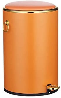 PLMNBQWE Pattumiera Rotonda con Coperchio Pattumiera a Pedale Pattumiera Domestica Moderna e Minimalista Pattumiera in Acciaio Inossidabile Pattumiera (Arancione 12L)