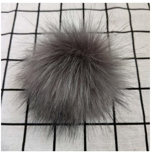 BrightGlow Kunstfell Pompon 20 Stück Weiche Pompons zum Basteln Bommel für Mützen DIY Pom Pom Bälle Fellbommel Pompon Bommel Kunstfell-Bälle für Weihnachtsdekoration Beanies Tasche Dunkelgrau 12CM