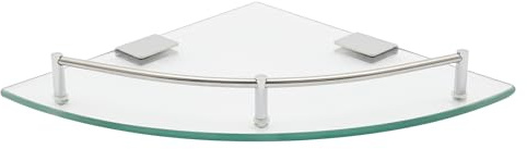 Dokiiovo Dreieckiges Glasregal Badezimmer, Wandmontage Duschablage, 6mm Gehärtetes Glas Eckregal, Moderne Glasablage mit Edelstahlhalterungen, 9.25x9.25 Zoll, Klarglas