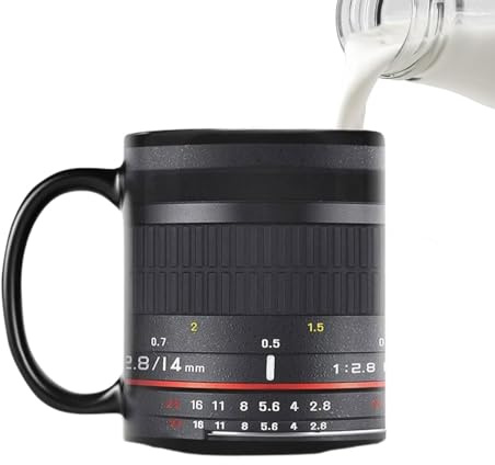 Whrcy Camera Lens Cup | Ceramic Camera Mug for Desk,Funny Coffee Mug for Women and Men Tea Mug Christmas Birthday Cool Photography Cup for Photographers