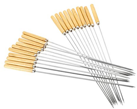 UKCOCO Set de Brochettes Aiguilles Rondes et Plates Argenté en Acier Inoxydable Accessoires Pratiques pour Barbecue pour Activités de Grillades en Extérieur