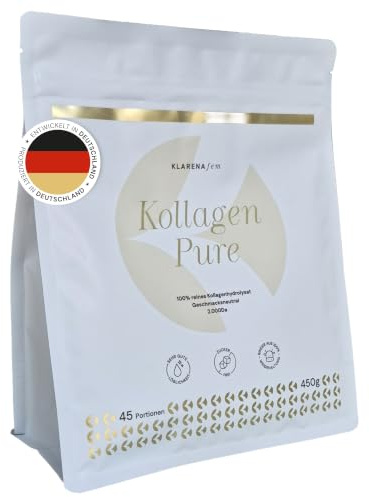 Kollagen Pulver Pure – 450 g – CollaSel PRO® Typ I+III aus 100% Weidehaltung – Premium-Kollagen für Haut & Gelenke – neutral im Geschmack & hervorragend löslich – ohne Zusatzstoffe – KLARENA