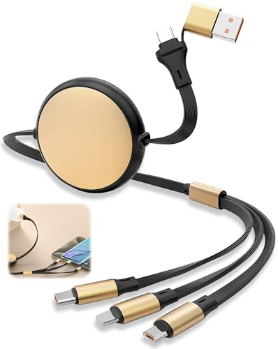 100w Retractable Multi Charging Cable 5 in 1 5a Fast Charger Cable 100w USB C/A to to Light-ning/Type C/Micro USB for iPhone Charger Cord with 480mbps Data Transfer for iPhone 15/16/ Samsung Macbook