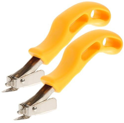 UKCOCO Arrache-agrafes Levier Physique Prise Confortable Robuste en Acier Carbone Lot de 2 Pièces Jaune pour Retirer Agrafes Bois et Sols