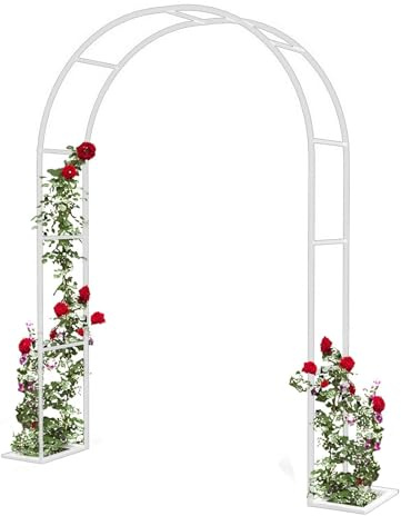Arche de jardin en métal pour roses et plantes grimpantes, treillis de support robuste, arbuste décoratif blanc, cadre de plantes d'extérieur, 300 x 220 cm, décoration de portail de jardin