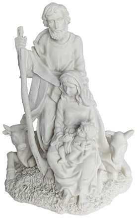 TOPAZ Belén Compacto 30 cm con Animales en Resina Blanca · Nacimiento sin Pintar para Decorar o Pintar · Virgen, San José, Niño Jesús, Buey y Mula