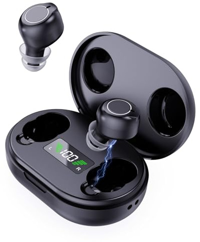 Mini Hearing Amplifier, Rechargeable with Charging Case, 35H Use + 350H Backup Power, Lightweight 3.2g, Clear & Natural Sound, Comfortable In-Ear Fit for Seniors (Black)