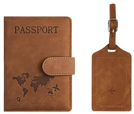 XIAOQENAN Porta passaporti e etichette per bagagli Set RFID Blocco passaporti portafoglio valigia da viaggio Tages International Must Haves Porta passaporti copertura portafoglio RFID blocco custodia