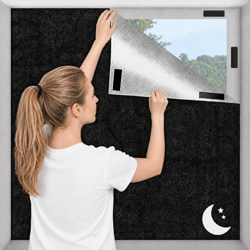 Tenda Oscurante con Ventose 100x145 cm – Telo Oscurante Finestra per Finestra da Tetto, Tessuto 100% Oscurante e Ritagliabile, Oscuranti Vetri Strappo, Oscuranti per Finestre per Cameretta o Casa