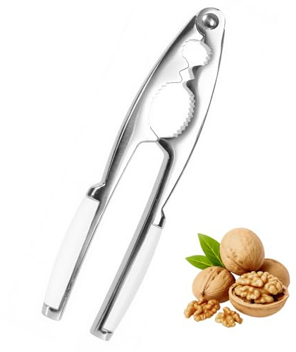 Nut Cracker for All Nuts Nutcrackers Nut Shell Opener Tool for All Sorts of Nuts, Walnuts, Hazelnuts, Almonds and Pecans, Home Kitchen Parties Tools White Handle 1 PCS