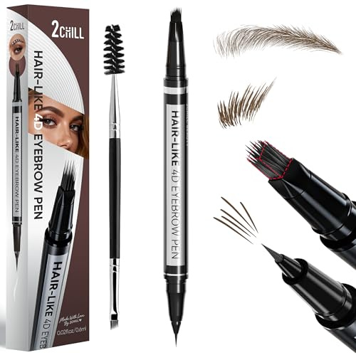 2CHILL Lápiz de cejas, resistente al agua, microblading, lápiz de cejas con 2 puntas, (marrón)