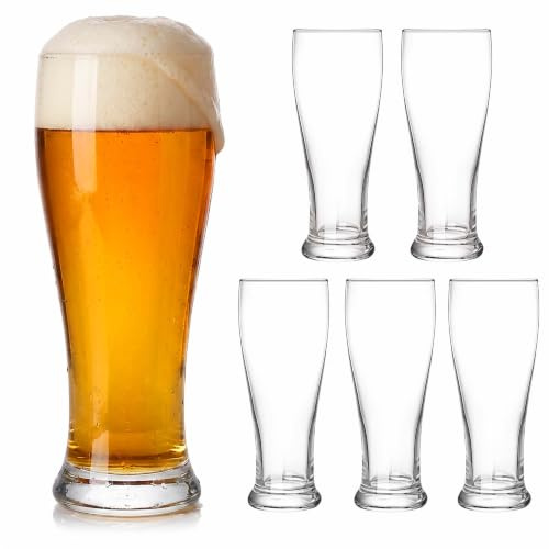 Relaxdays ölglas, 6-pack, 460 ml, höga veteölsglas, pilsner, diskmaskinståliga, transparenta