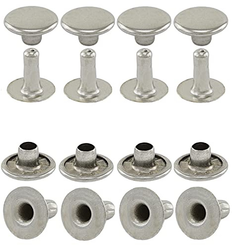GETMORE Parts Hohlnieten Einzelkopf, Einzelkopfnieten, einseitig verschlossen, zweiteilig, Messing, rostfrei - ab 100 Stück, Silber vernickelt, 9 mm