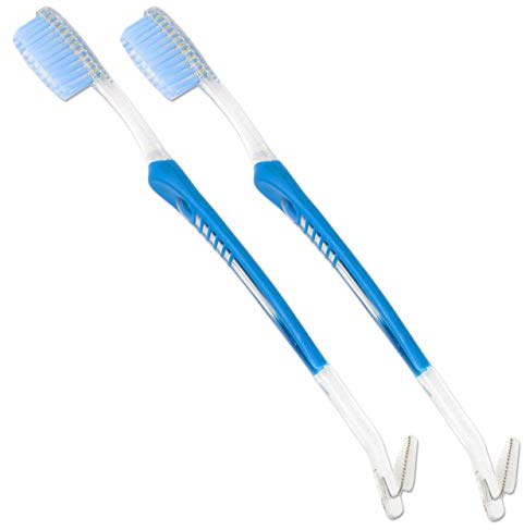 ortodontico Spazzolino (set da 2) v-trim doppia punta pennello con INTERPROSSIMALE Testa per pulizia Ortho SUPPORTI - Blu