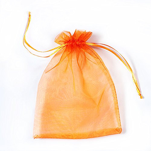 SXUUXB 100 Stück Organzabeutel 7x9cm(2.8x3.5 Zoll), Organza Geschenk Schmuck Beutel Wrap Drawstring Taschen für Hochzeits Bevorzugungs Geburtstagsfeier Festival Geschenk Dekoration (Orange)