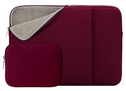 RAINYEAR Housse pour Ordinateur Portable Compatible avec Notebook Chromebook 14 Pouces, Macbook Pro 15 Pouces M4 M3 M2 Housse de Protection Rembourrée avec Pochette pour Accessoires (Rouge)