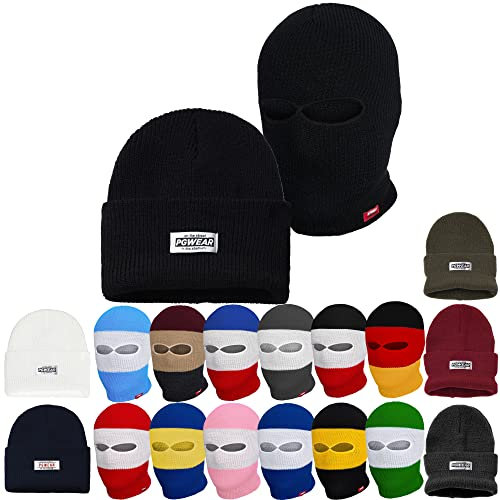 PGWEAR Mütze und Sturmhaube in schwarz rot blau grau (Schwarz)