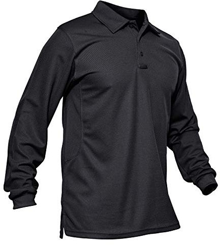 KEFITEVD Golf Shirts for Men Long Sleeve 3 Buttons Polos Working Tactical Sports T-Shirt Breathable Lightweight Workout,Black,3XL