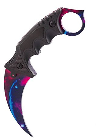 ARIKnives Elite - Counter Karambit Skin Knife CS GO Streik Messe Jagdmesser taktisches Überlebens Camping Werkzeug (Black Pearl Galaxy)