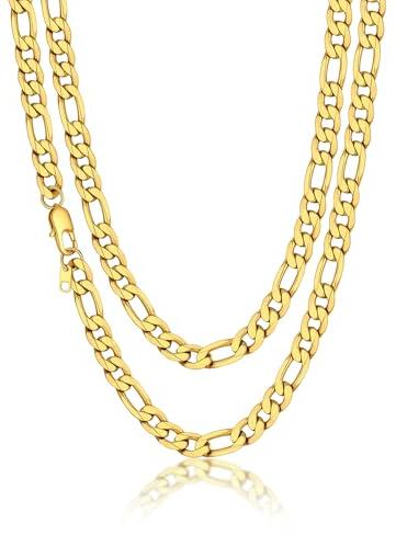 Suplight Men's Figaro Chain Necklace Stainless Steel Chains Jewellery | 4/6/9mm Non Fading Waterproof Hip Hop Street Chain in Silver/Blck/Gold, Gift for Men Son Grandson Husband Father