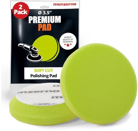 menzerna 8,9 cm 2 x Premium Polierpads Finish I Hochglanz | Finishing Buffer Pad I Karosseriereparatur Polieren & Polieren I Mit Sicherheitskante I Klettbefestigung I Waschbar