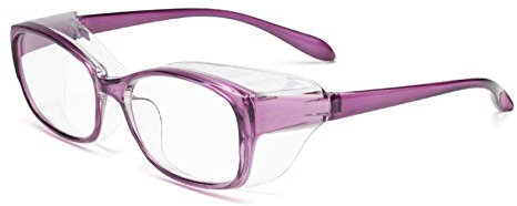 ZUVGEES Anti-Fog Safety Glasses for Men and Women with Blue Light Blocking Lens and Permanent Side Shields,Wrap-Around Goggles UV Protection-Look Like Regular Glasses (Purple)