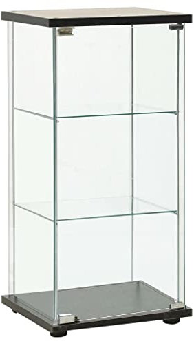 vidaXL Vitrinenschrank mit 3 Schichten Glasvitrine Sammlervitrine Vitrine Schrank Bücherschrank Wohnzimmer Schlafzimmer Hartglas Schwarz