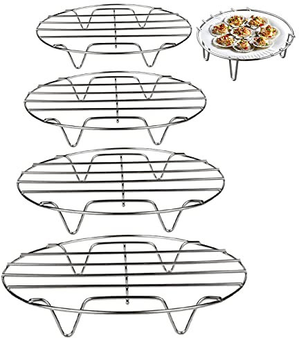 Griglia Di Raffreddamento Rotonda 4 Pcs Cottura Raffreddamento Vapore Griglia Torta Rotonda Griglia Pentole Vapore Inserto Per La Cottura a Vapore Per Arrosti Di Carne Pesce Bbq Grill 16/18/20 / 22cm
