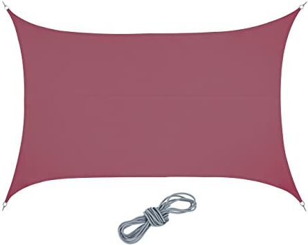 Relaxdays Tenda da Sole per Esterni Rettangolare, 4x6 m, Idrorepellente, Anti UV, Vela Terrazza e Giardino, Rosso Scuro