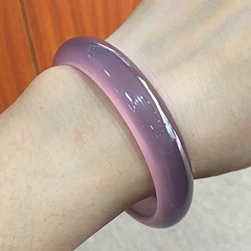 YEITH Jade Armreif Armbänder Für Frauen, Alle Natürlichen Lila Jade Runden Armreif, Vintage Achat Violet Jade Armbänder, Manschette Schmuck Geschenk,62mm